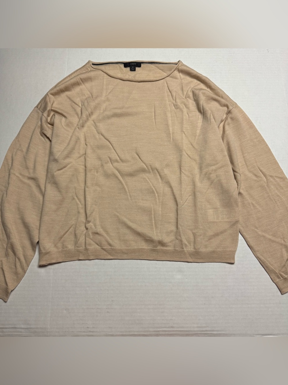 J. Crew Lightweight Merino Wool Beige Roll Neck Sweatshirt Sweater Size: M